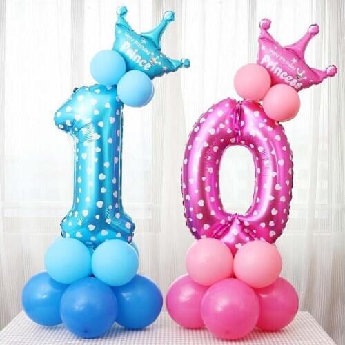 Large pink blue spotted crown balloon birthday wedding party decoration aluminum foil boy toy