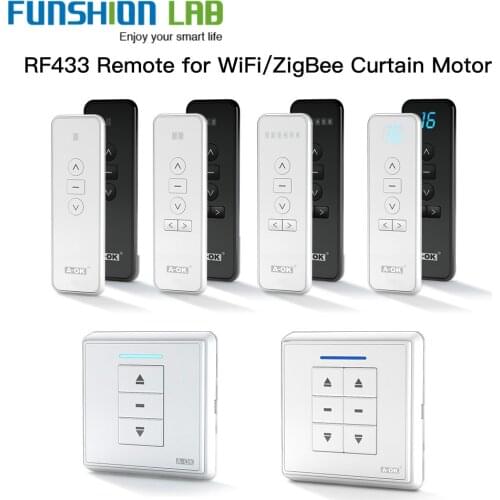 RF433 Remote Emitter For Controlling WiFi ZigBee Curtain Motor Hand-held Wall-Mounted Transmitter Multiple Channels Optional