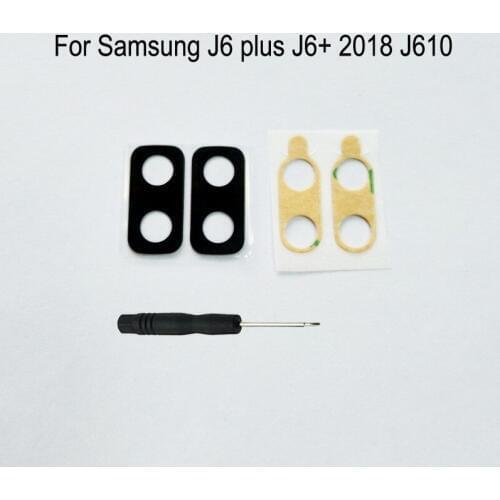 For Samsung Galaxy J6 Plus J6+ 2018 J610 J610F J610FN J610G Phone Housing Frame New Rear Back Camera Glass Lens Cover + Tools