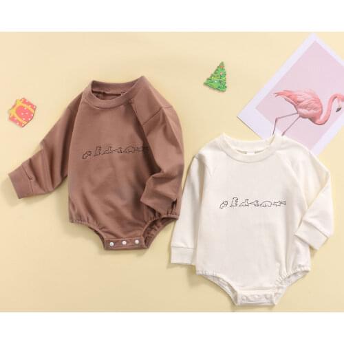 Autumn Baby Girls Boys Lovely Rompers Overalls Dinosaur Printed Long Sleeve Jumpsuits Outfits 0-24M 2 Colors