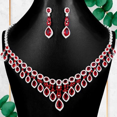 GODKI Luxury SAUDI ARABIA HIGH Jewelry Sets For Women Wedding Necklace Earring Set Cubic Zircon Dubai Bridal jewelry Set 2020