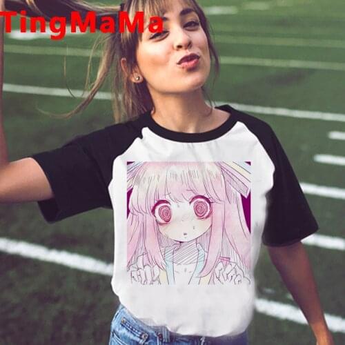 Japanese Anime Harajuku E-girls Punk summer top t-shirt female streetwear casual plus size clothes graphic tees women