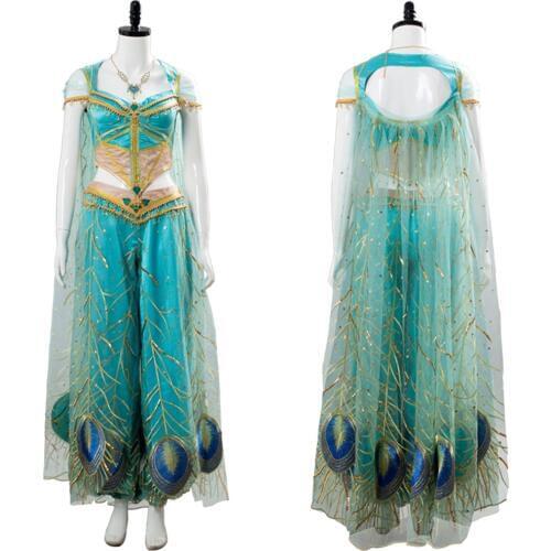 The Movie Princess Cosplay Jasmine Aladdin Dress Aladdin Costume Blue Halloween Carnival Outfit