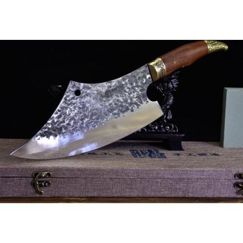 High carbon steel forging high Hardness sharp bone cleaver Manual grinding slicer Household kitchen knife collection knife