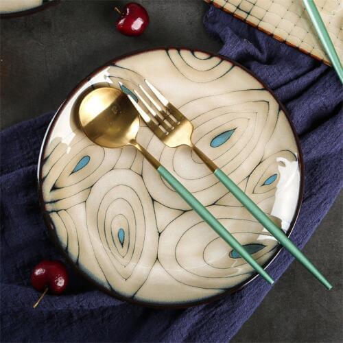 Creative Hand painted Ceramic Western Dinner Plates Japanese style Tableware Food Fruit Steak Pasta plates Hotel Kitchen Dishes