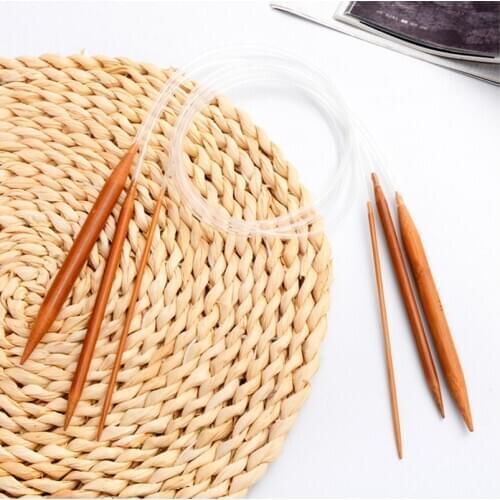 1PC Natural Bamboo 3-8mm Stainless Steel Circular Sewing Crochet Set Knitting Needles Tube Crafts Needlework Sewing Needles 80cm