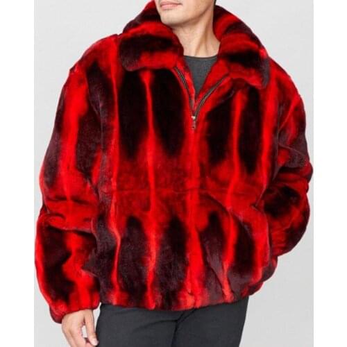 Bomber Jacket Winter Fur Jacket Men Real Fur Coat Fashion Casual Real Rex Rabbit Fur Overcoat With Zipper