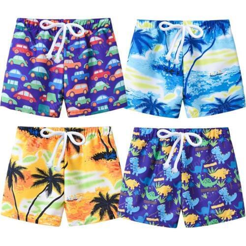 Summer beach shorts for boys swimshort kids toddler short garcon 2 ans car dinosaur short pants children swimwear 3/5/7/9 year
