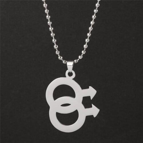 LGBT Gay Pride Necklaces Biology Logo Necklaces Pendant Stainless Steel Chain Necklace Cool Lesbian Gay Pride Jewelry gift