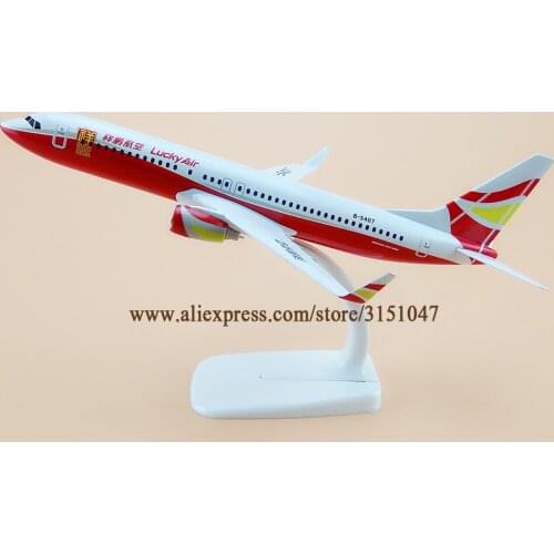 Alloy Metal China LUCKY AIR Airlines B737 Airplane Model LUCKY Boeing 737 B-5407 Airways Plane Model Stand Aircraft Gifts 20cm