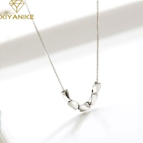 XIYANIKE INS Fashion 925 Sterling Silver Chain Necklace for Women Minimalist Geometric Bead Elegant Wedding Bride Jewelry Gifts