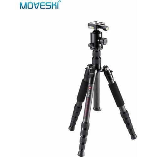 Moveski T259G Professional Carbon Fiber Tripod Monopod With Ball Head For DSLR Camera / Portable Travel Camera Tripod Stand