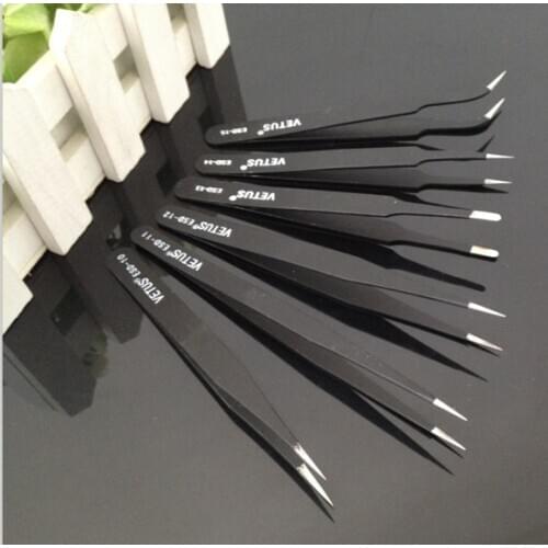 6 Pcs Anti-static ESD Tweezers Set Straight Curved Electronic Craft Jewellery