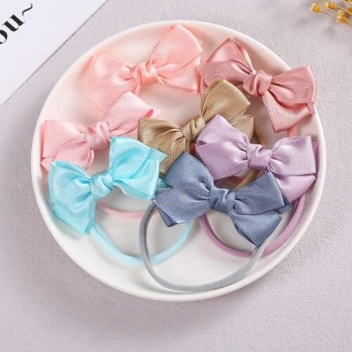 30pc/lot New 2.8inch Satin Ribbon Bow Nylon Baby Headband,Solid Hair Bow With Nylon Headband or Hair Clip for Kid Girls Headwear