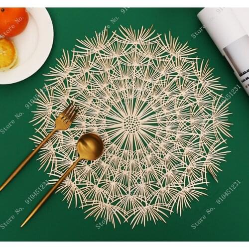 PVC Dandelion Hollow Nordic Style Non-slip Kitchen Placemat Coaster Insulation Pad Dish Coffee Table Mat Flower Home Hotel Decor
