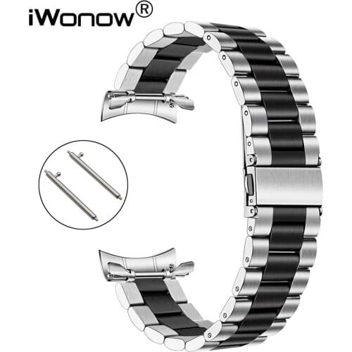 Quick Release Stainless Steel Watchband + No Gap Adapter for Samsung Galaxy Watch 46mm Gear S3 Band Silver Black Strap Bracelet
