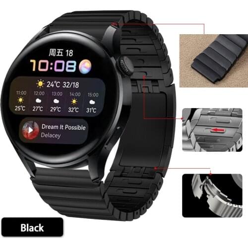 Smart Watch Strap for Huawei Watch3/3pro watch 22mm Stainless Steel Metal Watch replacement strap titanium grey /silver / black