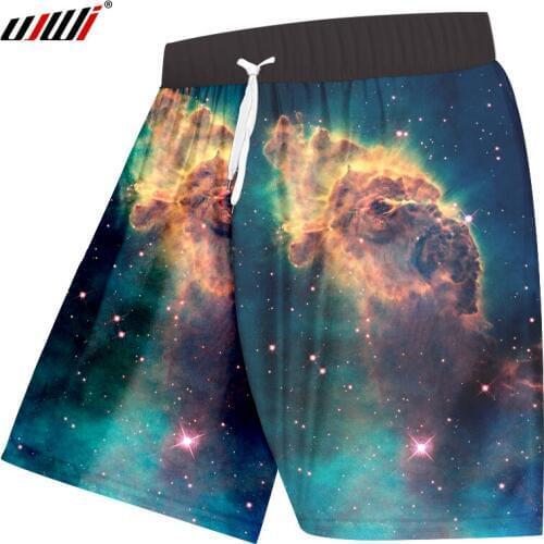 UJWI Mens Shorts Summer 3D Print Space Star Boardshorts Cloud Beachshorts Hombre Hip Hop Streetwear Fitess Clothes Casual Shorts