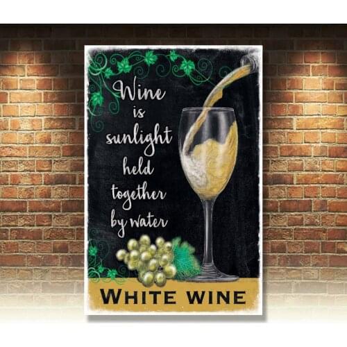 White Wine Glass Drink Pub Bar Kitchen Old Advertising Gift Small Metal Tin Sign