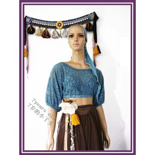 Belly dance top costumes New style belly dance costumes senior sexy lace Bat Sleeve Blouse Top DM75