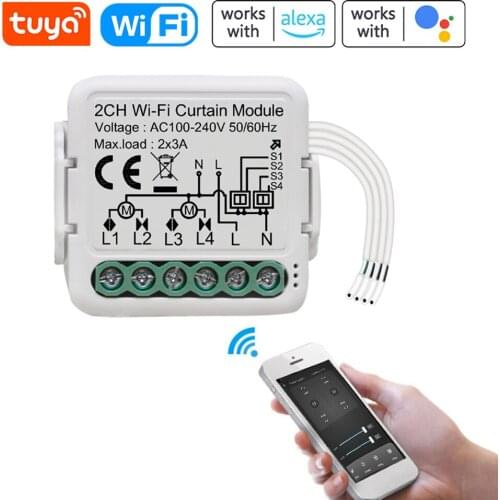 Tuya WiFi Intelligent Curtain Switch Module Intelligent Two-way Switch Home Curtain Modification Module Mobilephone Device