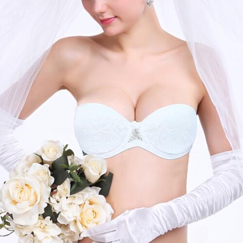 YANDW Women Bra Push Up Padded Quality Soutien Gorge Underwire 1/2 Cup Strapless & Halter Wedding Sexy Lingerie Embroidery Lace