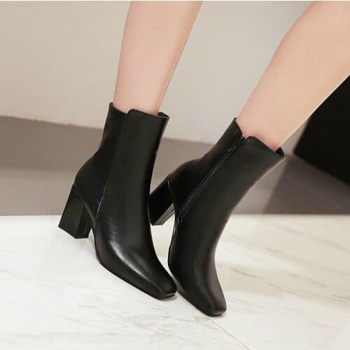 Fashion Ankle Boots Women Shoes 2021 Autumn Winter Womens High Heels Boots Black White Red Long Shoes Ladies Large Size 48