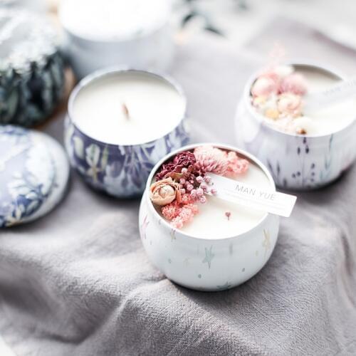 1set Candle Aromatherapy Iron Box Round shape DIY Candle Container Handmade Candle Material just box