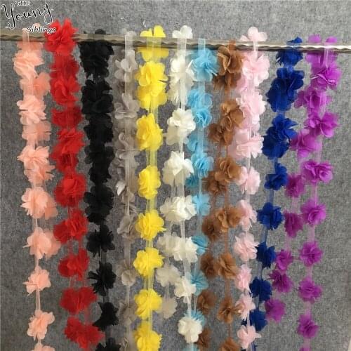 10 yard Multicolor Chiffon 3D Lace Flowers Lace Trim Fabric DIY Lace Wedding dress Decoration Accessories Sewing Craft supplies