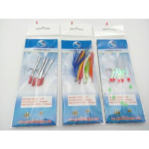 3pcs Large Lure Artificial Fishing Bait High Carbon Steel Barbed 1/0# Large Hook with Long Fake Bait, Leader Line Dia. 0.5MM