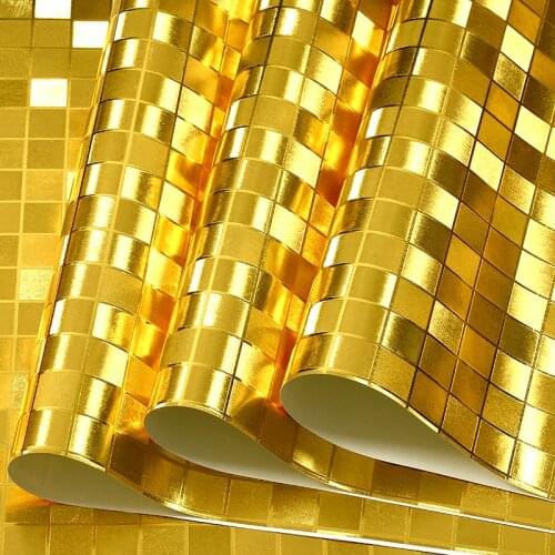 Beibehang papel de parede 3d wallpaper Geometric mosaic square gold leaf shop decoration bedroom living room wall paper roll