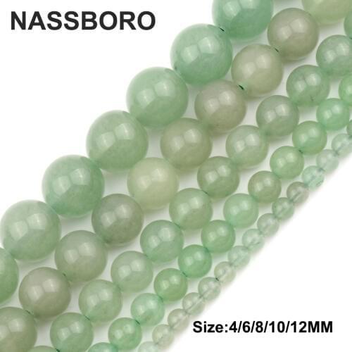 Natural Green Aventurine Stone beads Round Loose Spacer Bead Ball 4/6/8/10/12MM Handmade DIY bracelet Jewelry making NASSBORO