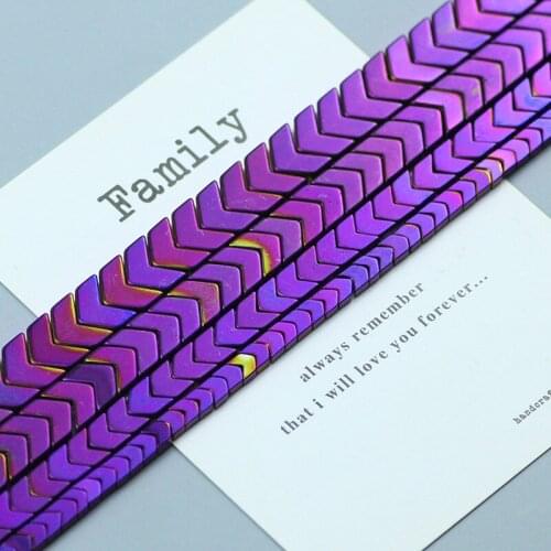 Purple Arrows Shape beads Triangle 4 6 8 10mm Natural Hematite Stone Loose Beads for Jewelry Bracelet Making DIY Accessories 15"
