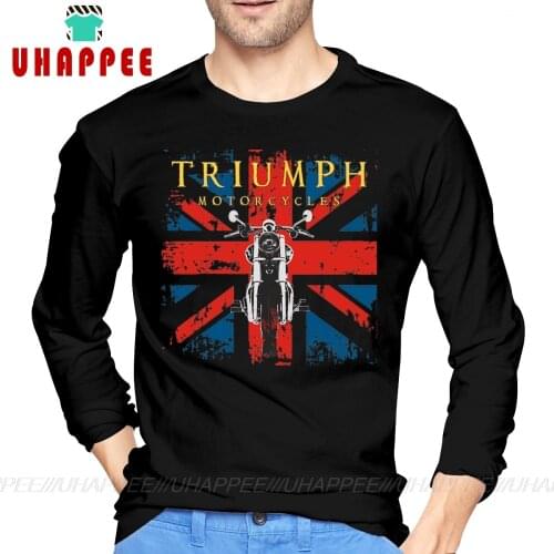 Rock Style Union Jack Motorcycle T Shirts Men Halloween Gift Men O-neck Print Long Sleeve Cotton Plus Size Undershirt