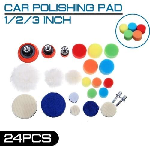 24Pcs/Set Car Polishing Pad Sponge 1/2/3 inch Buffing Waxing Boat Car Polish Buffer Drill Wheel Polisher Removes Scratches