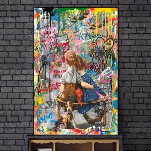 Banksy Art My Childhood Besd Friends Paintings on Wall Street Art Graffiti Canvas Posters and Print Pop Art for Home Decoration