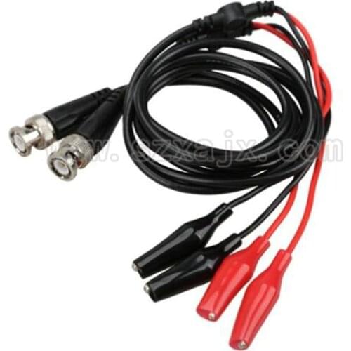 JX 1PCS BNC Male Plug Q9 to Dual Alligator Clip Test Lead Probe Cable 110cm
