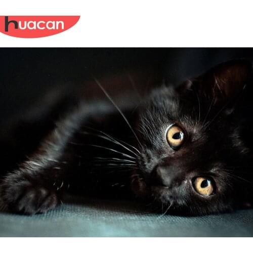 HUACAN 5D Full Square Diamond Painting Animal Rhinestone Picture Cross Stitch DIY Diamond Embroidery Cat Home Decoration