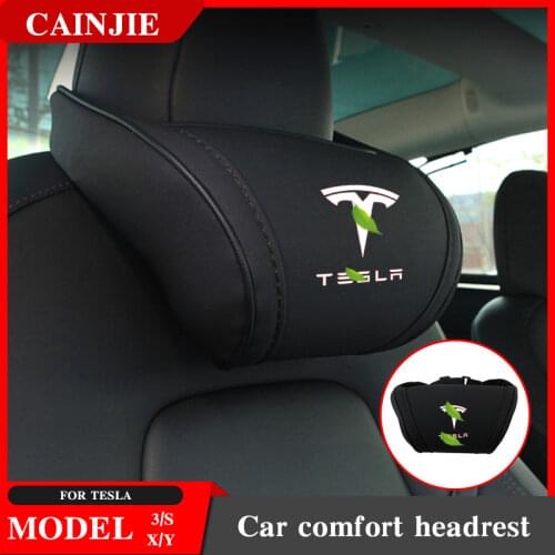 For Tesla Model 3 2021 Accessories Headrest Leather Model Y X S Memory Foam Neck Pillow 2020 New