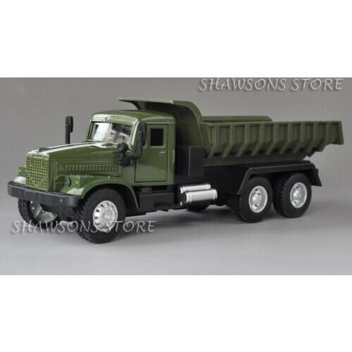 1:43 Scale Diecast Military Vehicle Model Toy Ukraine KrAZ 256B Tipper Skip Truck Pull Back Replica w/ Sound & Light