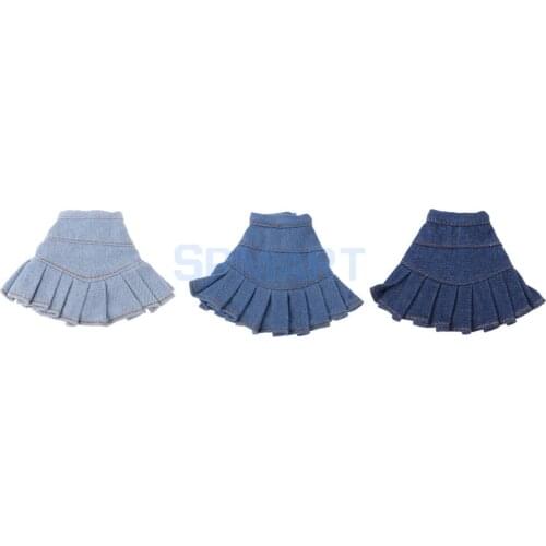 12inch Fashion Girl Doll Stylish Blue Denim Miniskirt Pleated Skirt Short Pettiskirt Costume For BJD Doll Casual Clothing