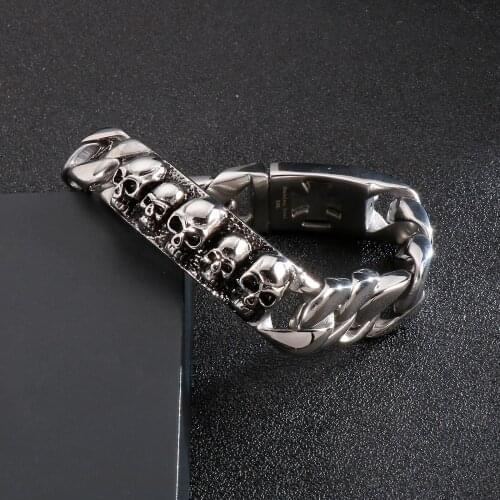 Simple skeleton Punk 316L Stainless Steel Silver Mens Bracelet Simple And Special Boy Gift