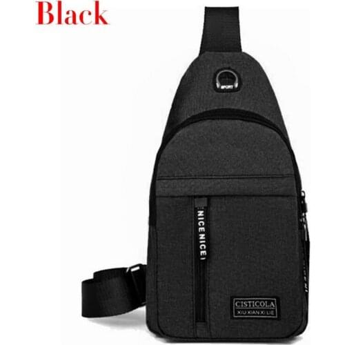 Men Briefcases USB Sports Bag Fashion Mens Bags Leather Sling Zipper Pack Chest Shoulder Crossbody Bag Biker Satchel