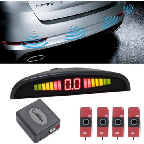 Car Parking Sensor Set LED Display 4 Probe 16.5mm 12V Backup Reversing Radar Monitor System Black