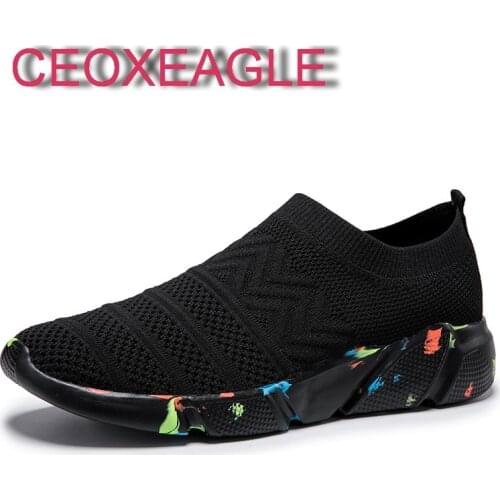 Summer New Sock Flying Woven Running Woven Mens Casual Sports Shoes Men Footwear Breathable Mesh Light Women Walking Sneaker