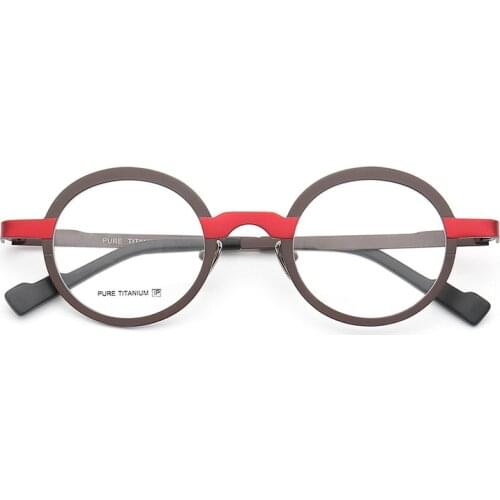 Italian β Titanium Fashion Eyeglasses Frames Women Men Circle Round Designer Fake Glasses High Quality Prescription Reading 7032