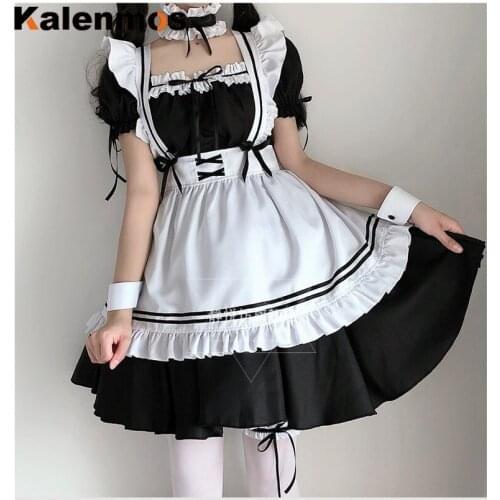 Lolita Dress Women Sweet French Maid Waiter Costume Sexy Mini Pinafore Cute Gothic Korean Japanese Cosplay Girl Plus Size Kawaii