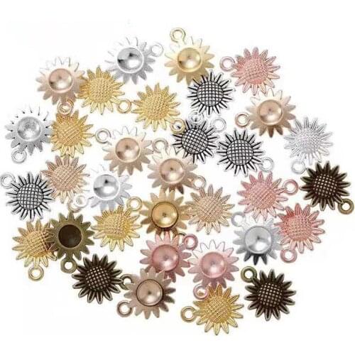 18pcs/lot 18x15mm 5 Color Plated Alloy Sunflower Charm Pendant For Jewelry Making