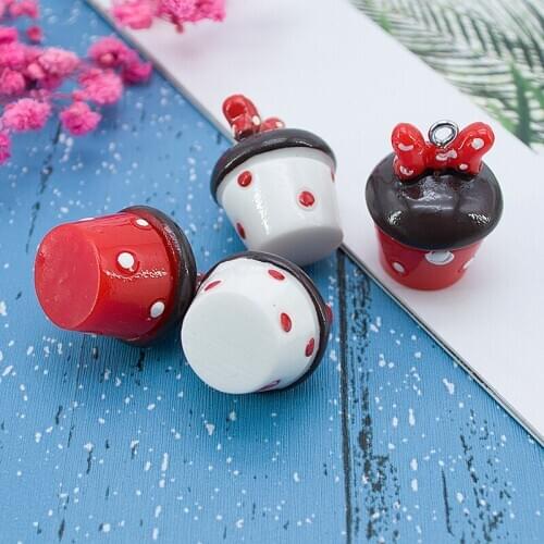 6pcs/lot Resin Charms Cute Cartoon Cup Cake DIY Accessories for Jewelry Earring Keychain Necklace Pendant Childrens toys