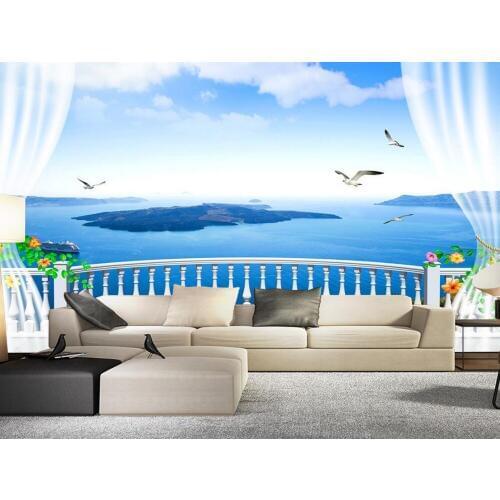 Custom photo wallpaper 3D stereoscopic Window ocean views TV background wallpaper 3d mural wallpaper